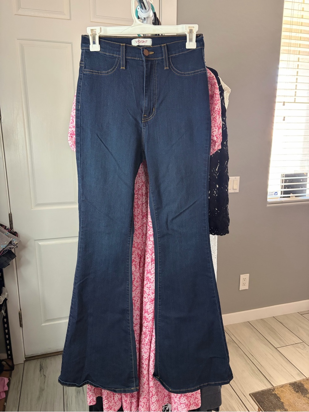 Vibrant Dark Blue High-Rise Flare Jeans